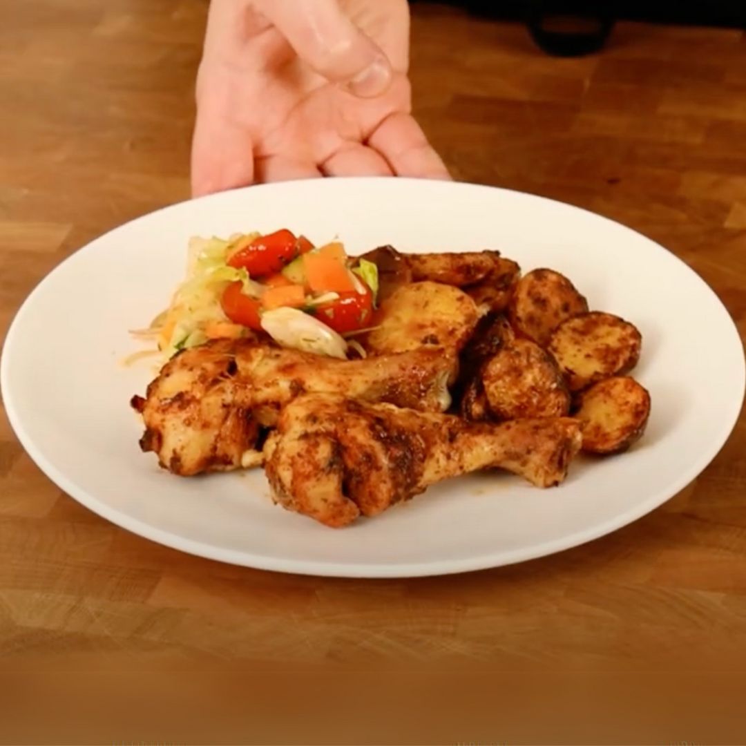 FLAVRBOMBS™ | Piri Piri Chicken Drumsticks with Roasted Potatoes and Portuguese Salad